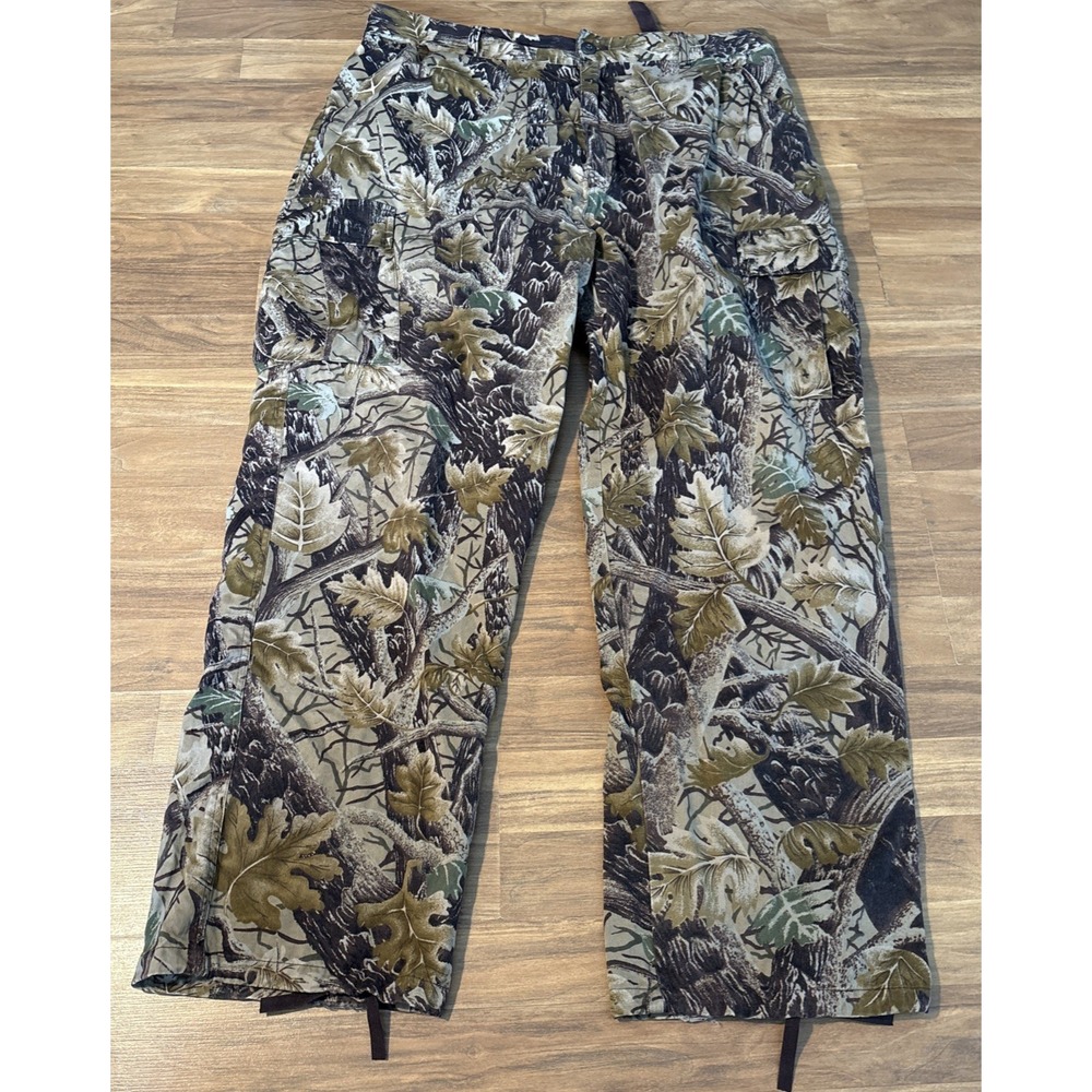 Master Sportsman Mens XL Camo Cargo Pants Cotton Woodland Hunting Trousers 0192